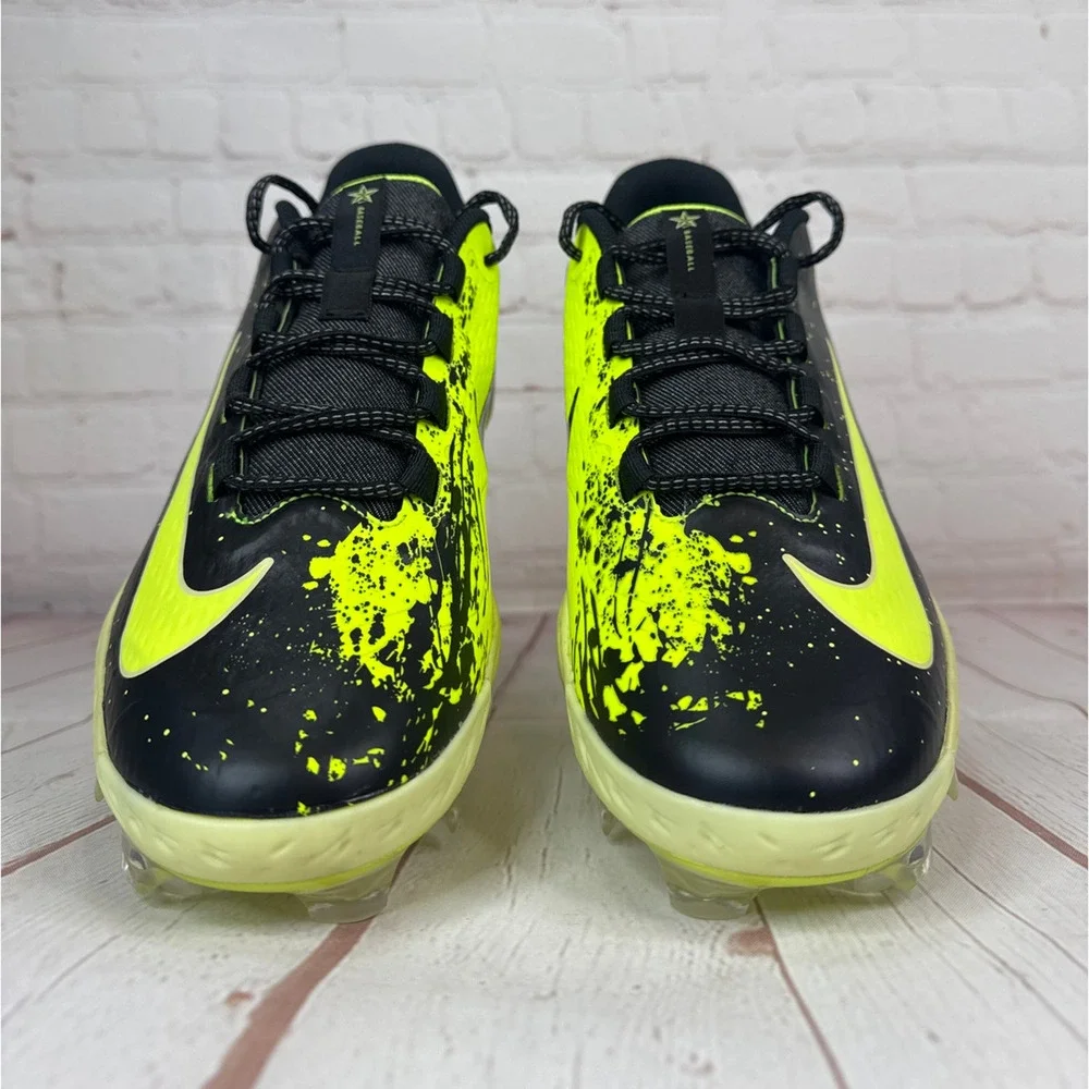 Nike Alpha Huarache Elite 4 Low MCS Black Lime Baseball Cleats Sz 10 FV6096-001